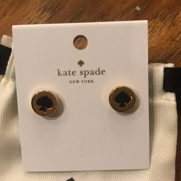 NWT Kate Spade Earrings Black & Gold - Picture 2 of 2